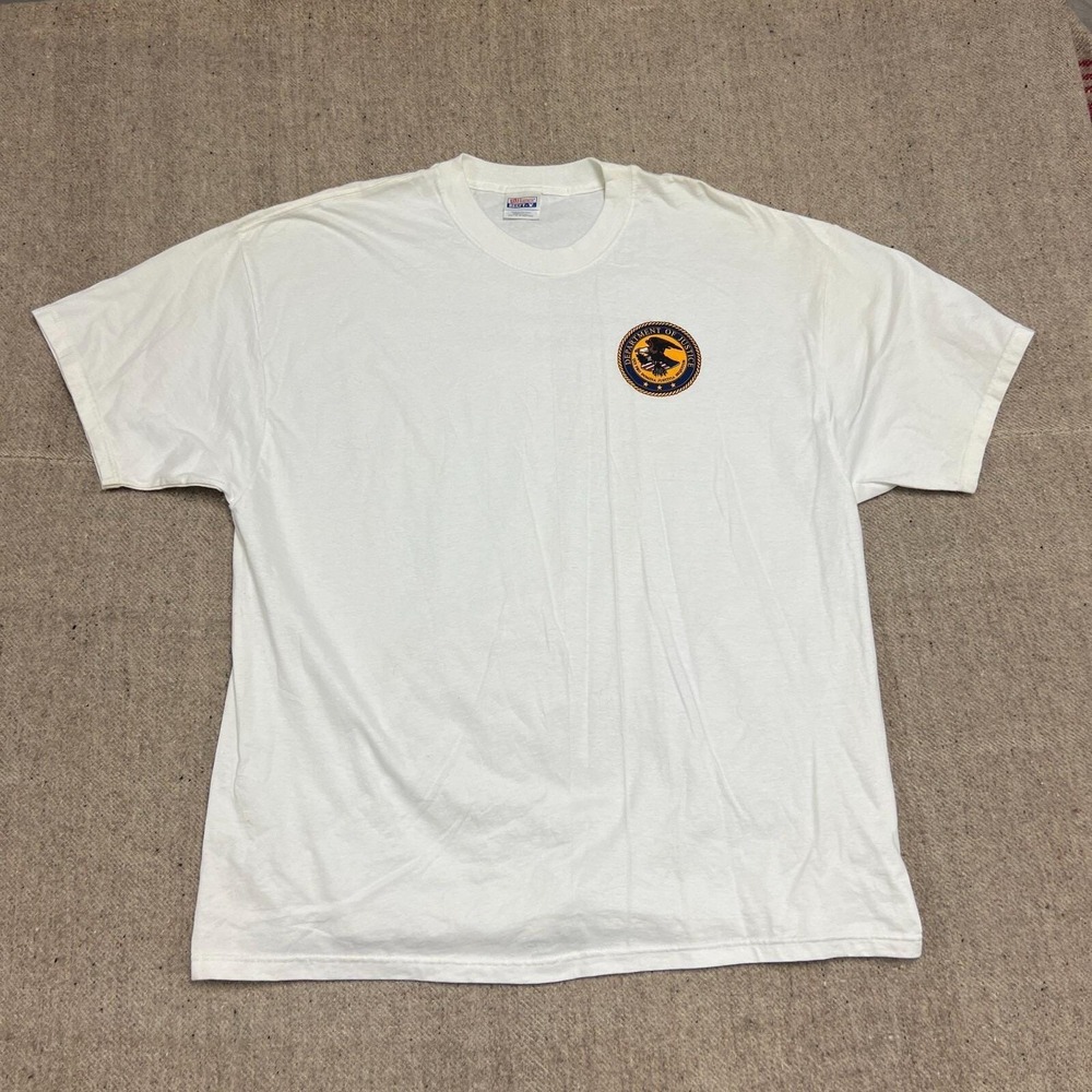 Vintage United States Department Of Justice‎ Shirt Mens XXL White 1990s